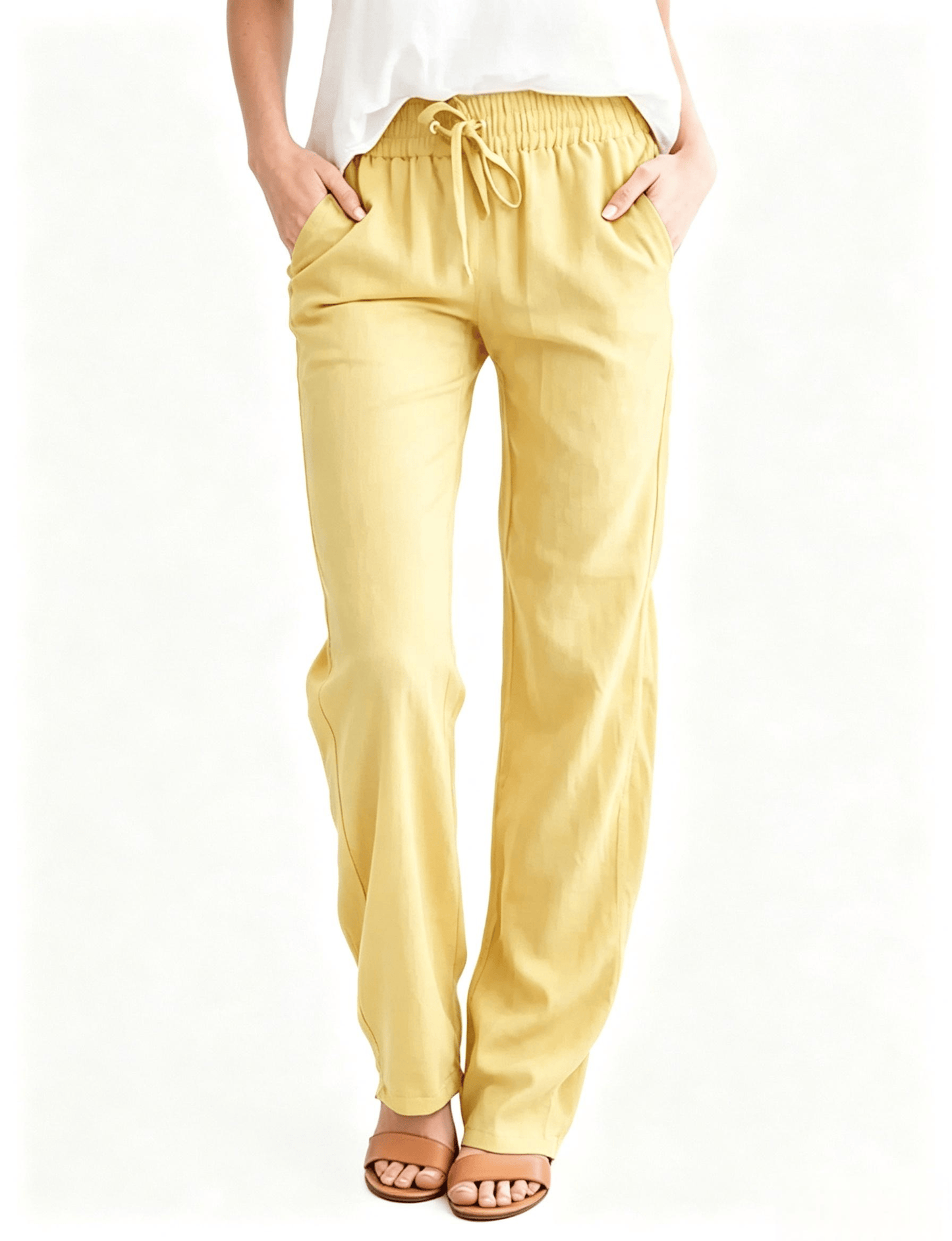 Women's High-Waist Linen-Cotton Pants– 8 Pack