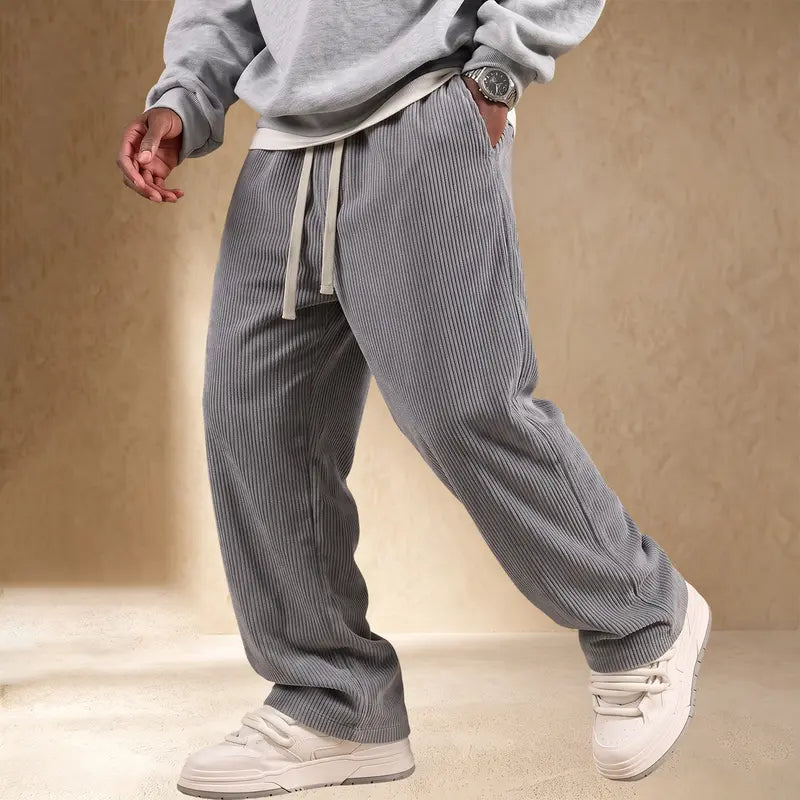 Men’s Relaxed-Fit Corduroy Pants – Soft Stretch-Waist Everyday Trousers