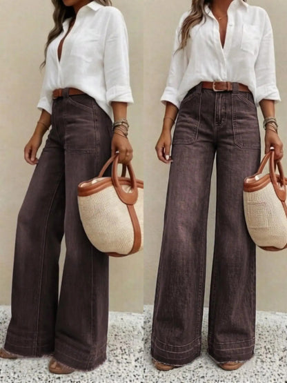 Women's Straight Leg Denim Jeans with Pockets