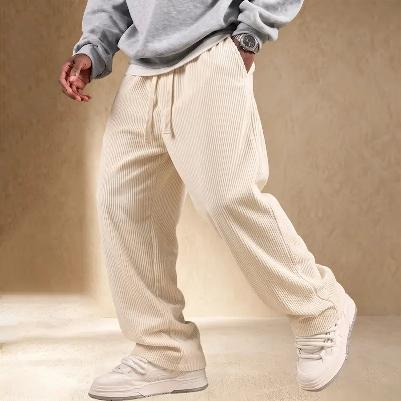 Men’s Relaxed-Fit Corduroy Pants – Soft Stretch-Waist Everyday Trousers