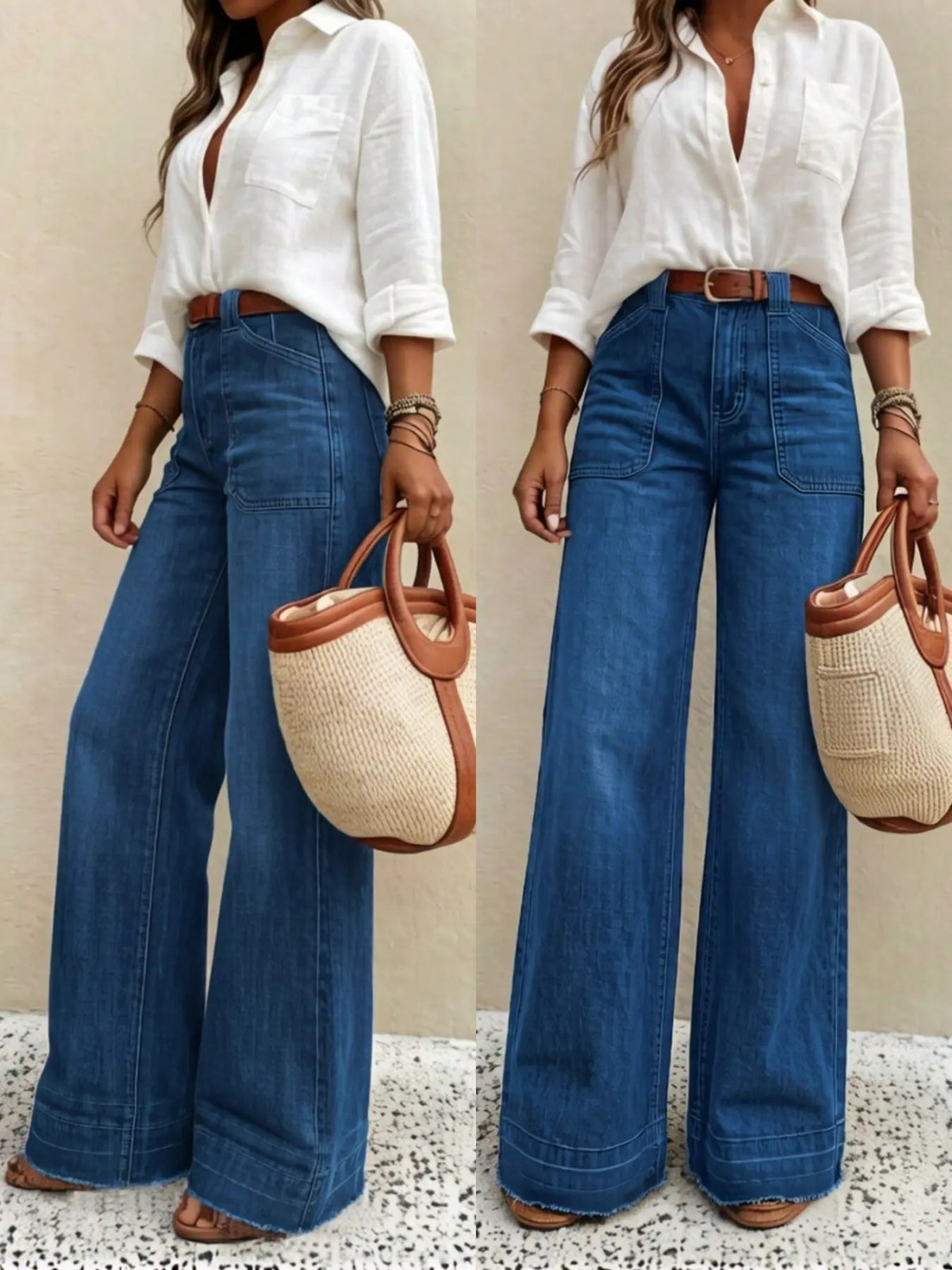 Women's Straight Leg Denim Jeans with Pockets