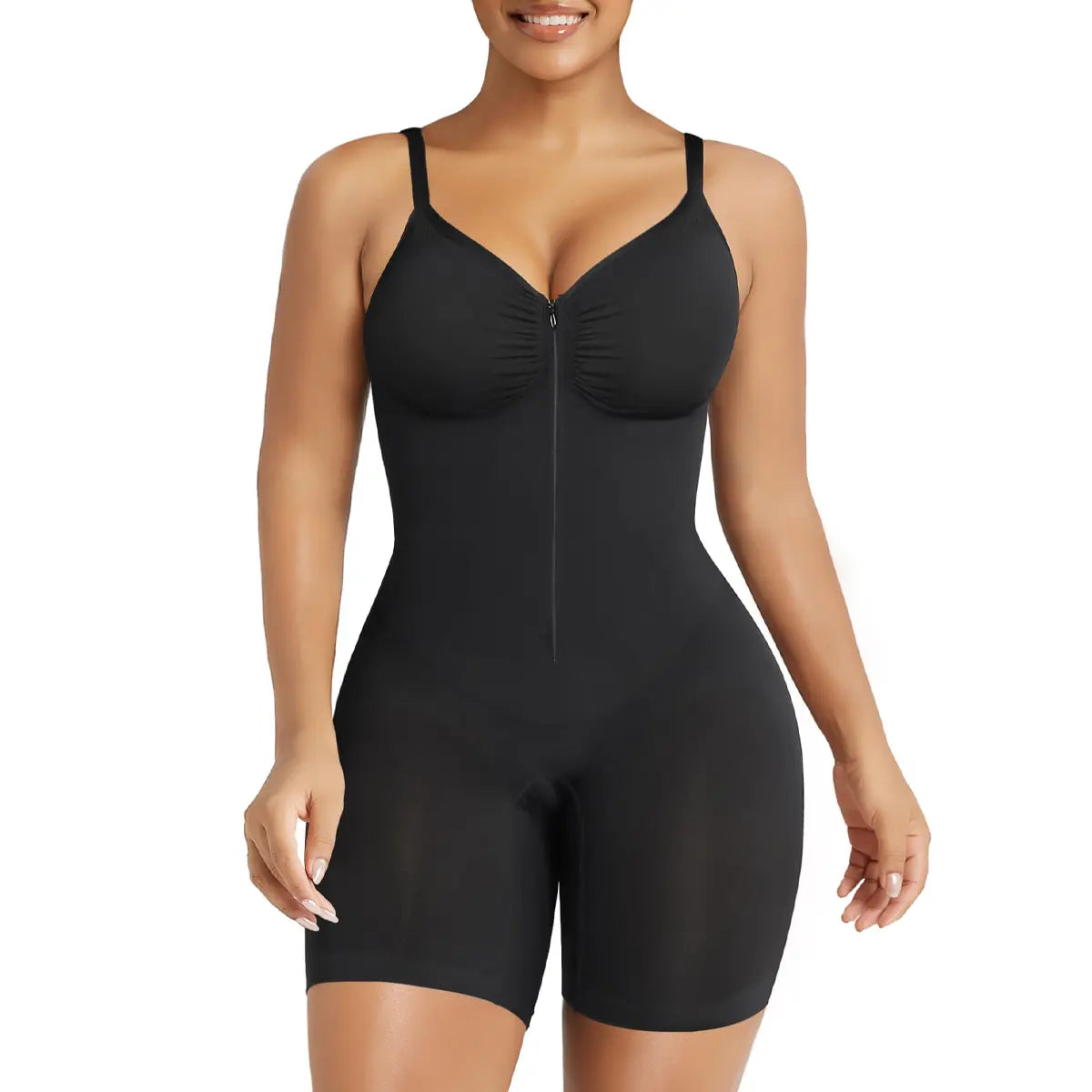 🔥Last Day Sale - 90% OFF-SHAPERX Women Tummy Control Zip-Up Shapewear Bodysuit Breathable Stretch Mesh