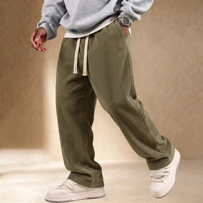 Men’s Relaxed-Fit Corduroy Pants – Soft Stretch-Waist Everyday Trousers