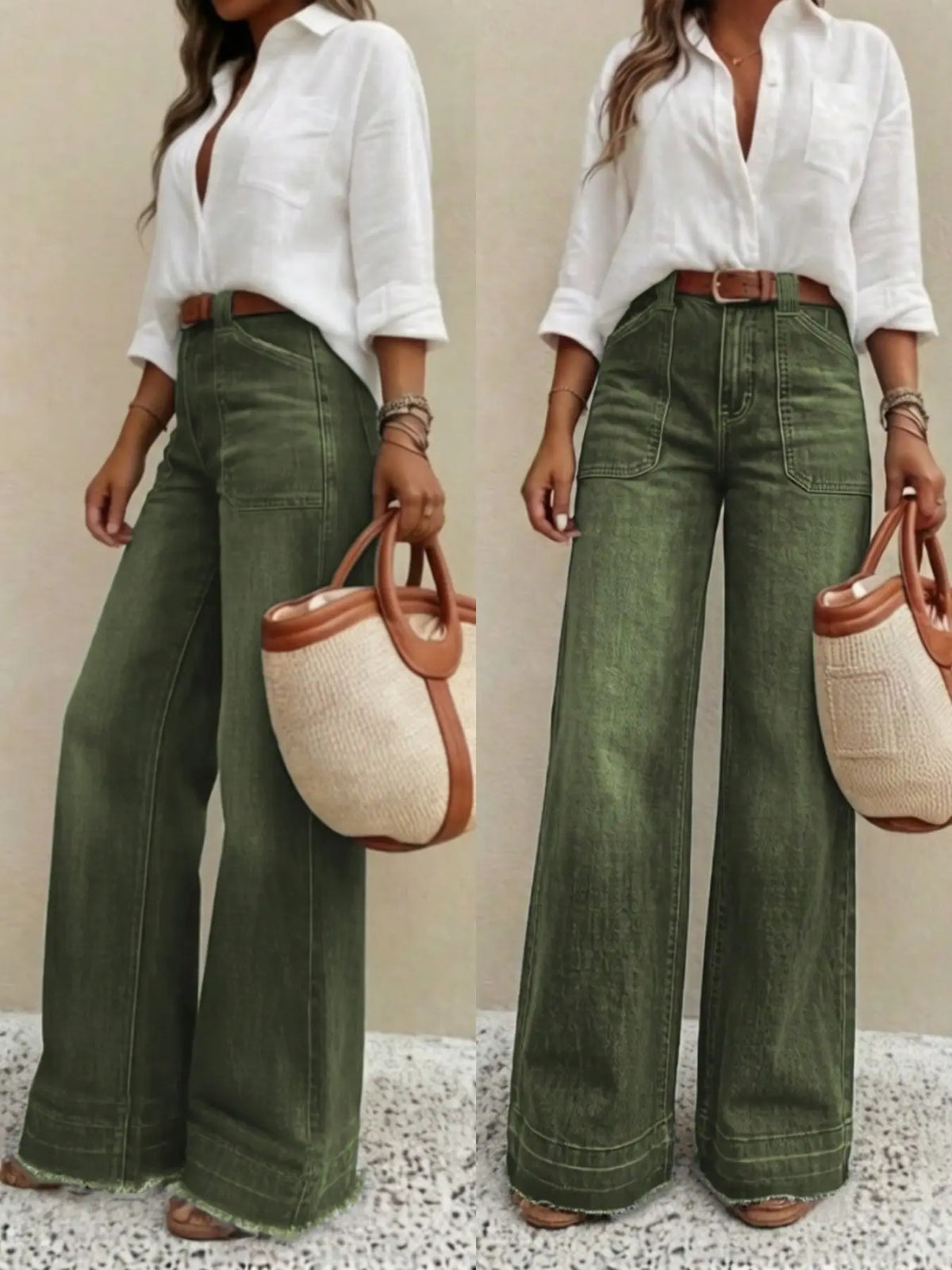 Women's Straight Leg Denim Jeans with Pockets
