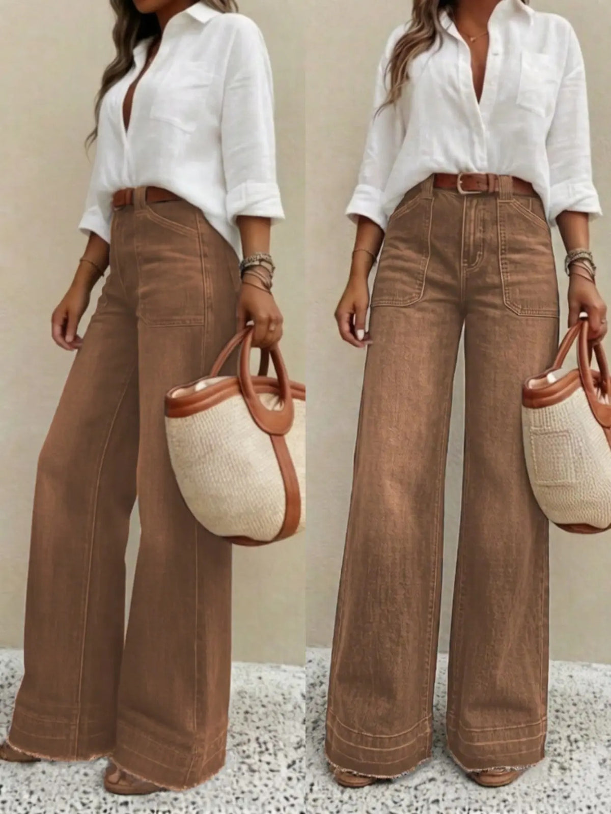 Women's Straight Leg Denim Jeans with Pockets