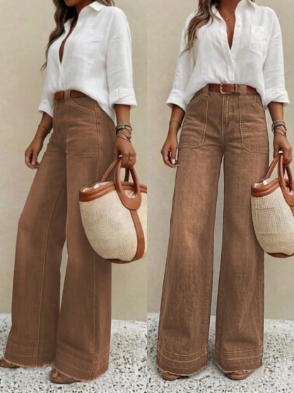 Women's Straight Leg Denim Jeans with Pockets