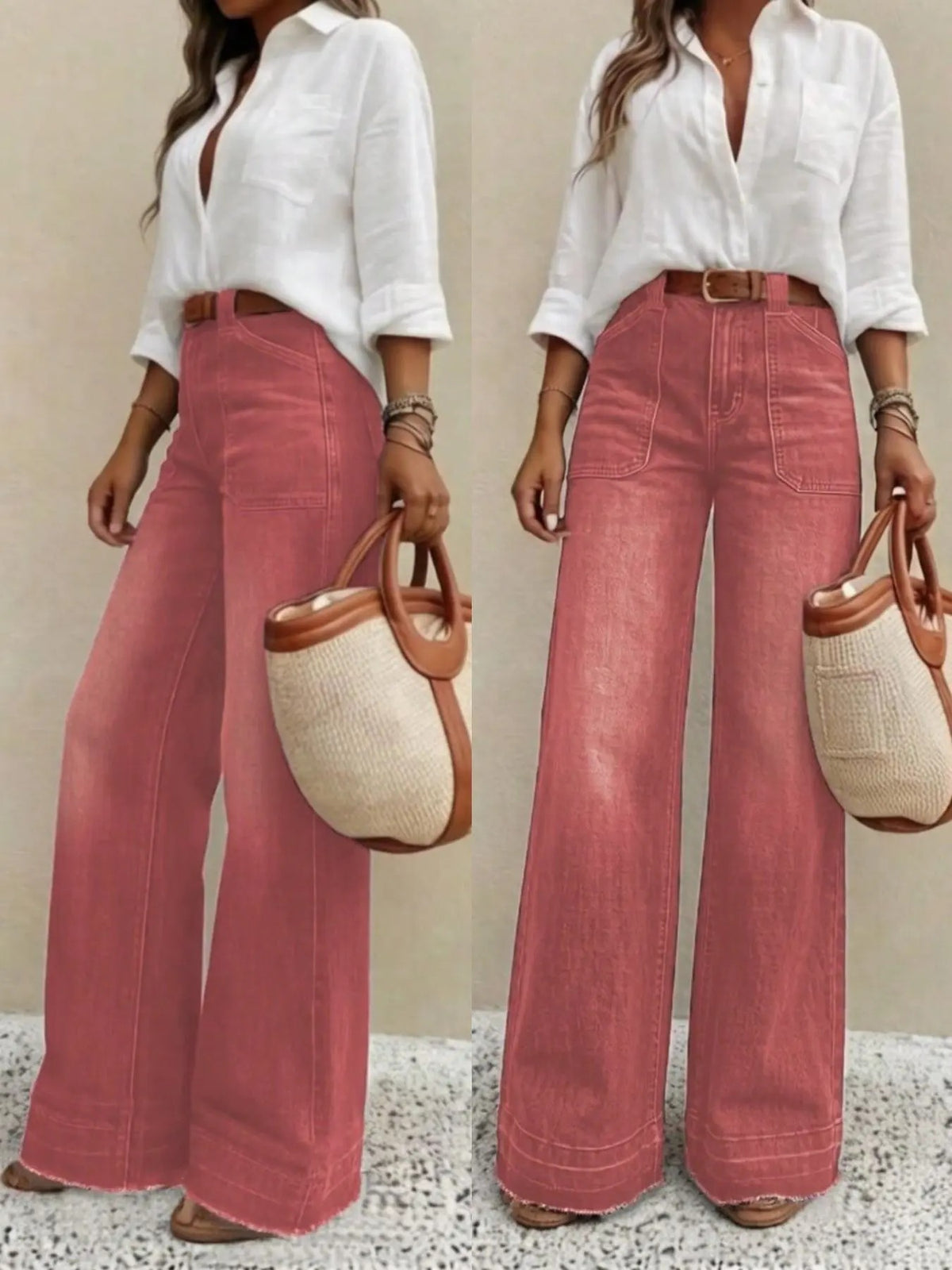 Women's Straight Leg Denim Jeans with Pockets