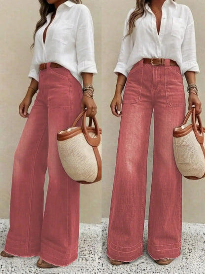 Women's Straight Leg Denim Jeans with Pockets