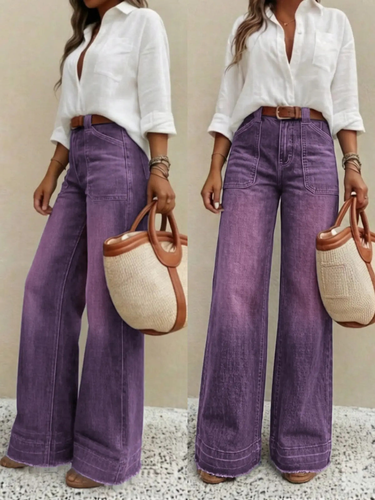 Women's Straight Leg Denim Jeans with Pockets