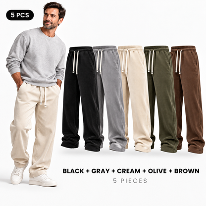 Men’s Relaxed-Fit Corduroy Pants – Soft Stretch-Waist Everyday Trousers