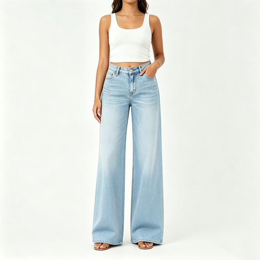 Rise Baggy Stretchy Wide Leg Jeans