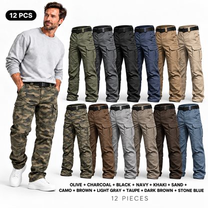 Men's Ripstop Water-Resistant Tactical Cargo Pants with free belt