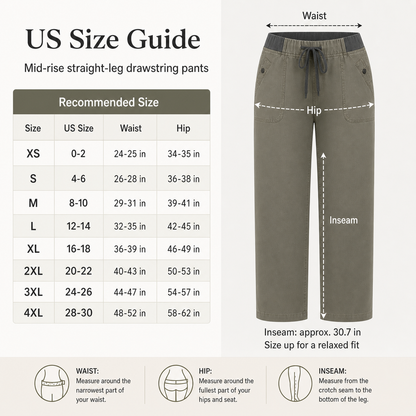 Flash Sale - Women's Solid Seam Detail Drawstring Mid-Rise Straight-Leg Pants - 8/10/12 Pack
