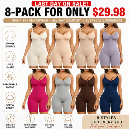 🔥Last Day Sale - 90% OFF-SHAPERX Women Tummy Control Zip-Up Shapewear Bodysuit Breathable Stretch Mesh
