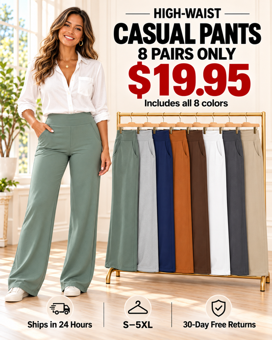 [Clearance] Women's High-Waisted Business Casual Wide Leg Pants with Pockets