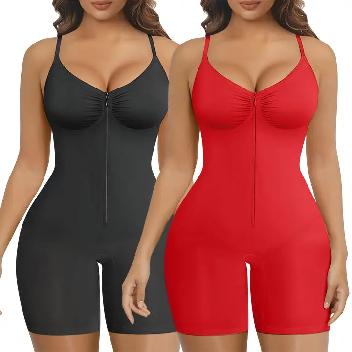 🔥Last Day Sale - 90% OFF-SHAPERX Women Tummy Control Zip-Up Shapewear Bodysuit Breathable Stretch Mesh