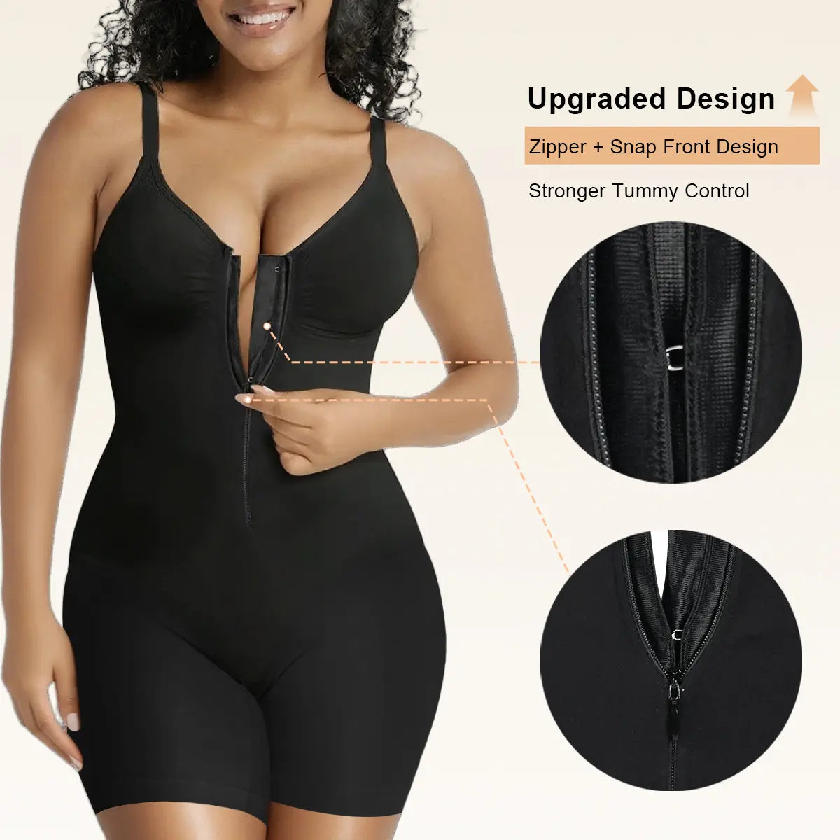 🔥Last Day Sale - 90% OFF-SHAPERX Women Tummy Control Zip-Up Shapewear Bodysuit Breathable Stretch Mesh