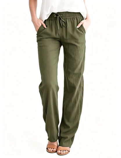 Women's High-Waist Linen-Cotton Pants– 8 Pack
