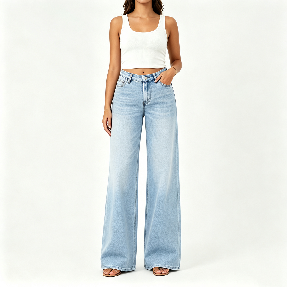 Rise Baggy Stretchy Wide Leg Jeans