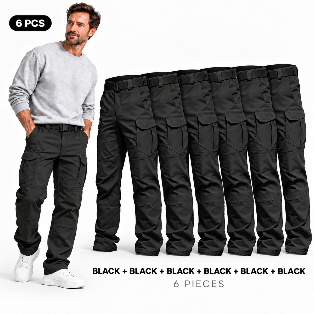 Men's Ripstop Water-Resistant Tactical Cargo Pants with free belt