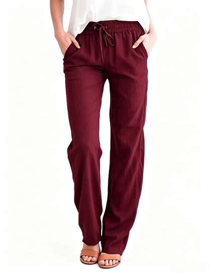 Women's High-Waist Linen-Cotton Pants– 8 Pack
