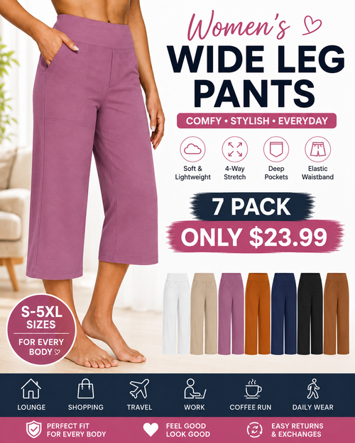 [Last Day Promotion]Women's wide leg Capri Pants with pockets