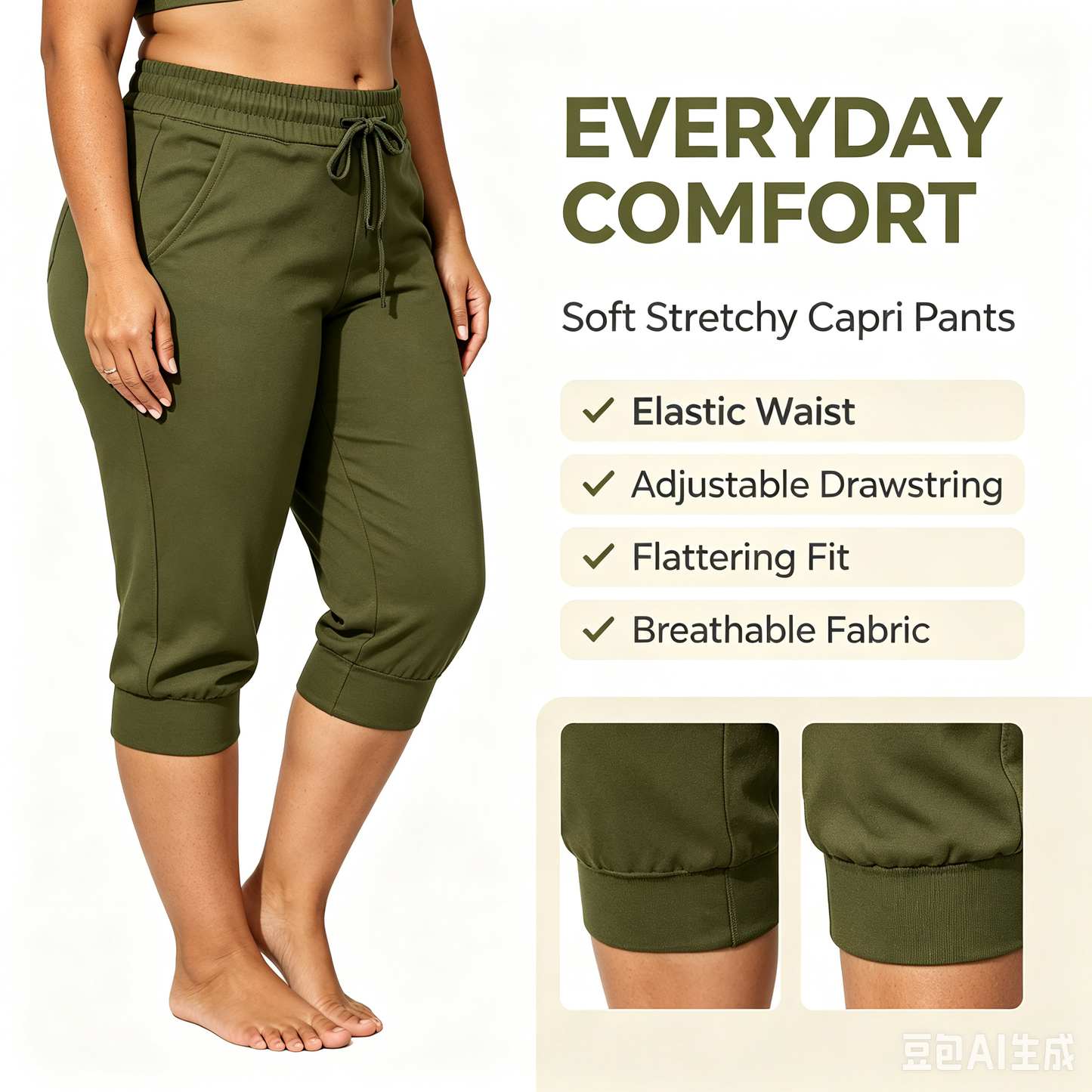 Solid Color Minimalist Capri Pants