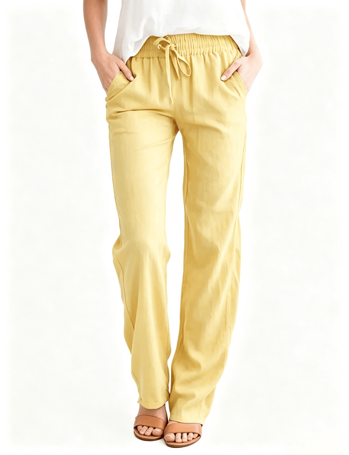 Women's High-Waist Linen-Cotton Pants– 8 Pack