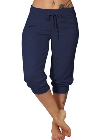 Solid Color Minimalist Capri Pants