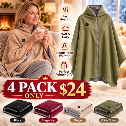 Wearable Heated Blanket Wrap for Women – Ultra-Soft Fleece Winter Cover