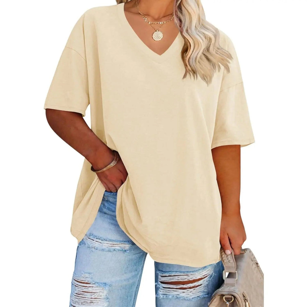 Women's V Neck T Shirts Summer Half Sleeve Tee