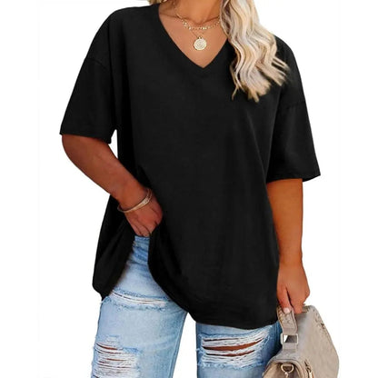 Women's V Neck T Shirts Summer Half Sleeve Tee