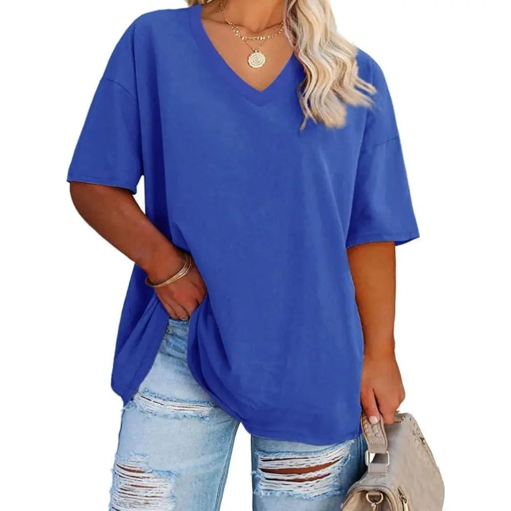 Women's V Neck T Shirts Summer Half Sleeve Tee