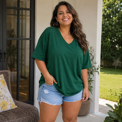 Women's V Neck T Shirts Summer Half Sleeve Tee