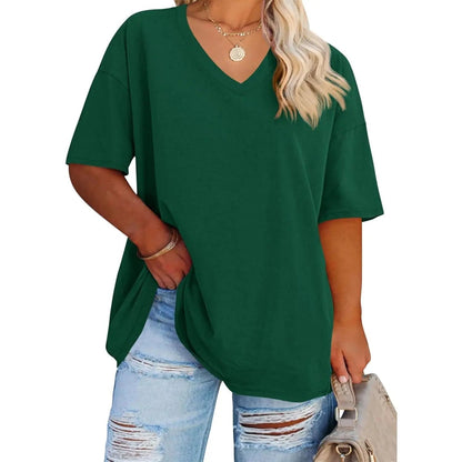 Women's V Neck T Shirts Summer Half Sleeve Tee