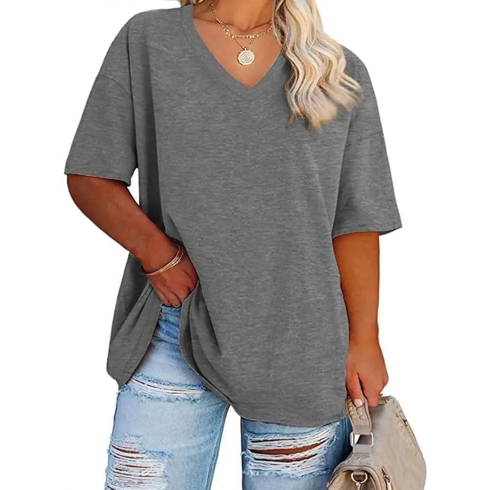 Women's V Neck T Shirts Summer Half Sleeve Tee