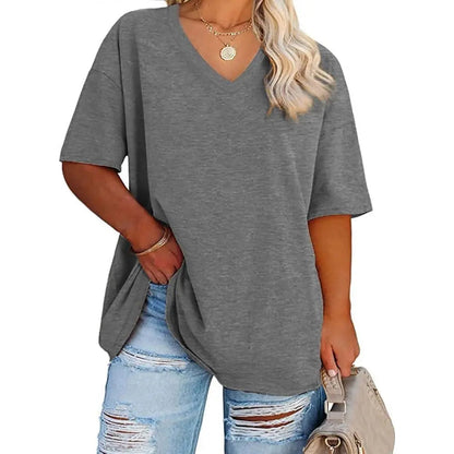 Women's V Neck T Shirts Summer Half Sleeve Tee