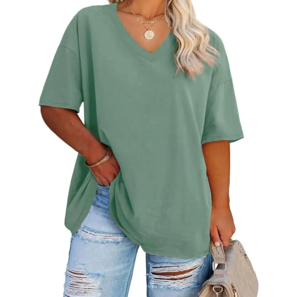 Women's V Neck T Shirts Summer Half Sleeve Tee