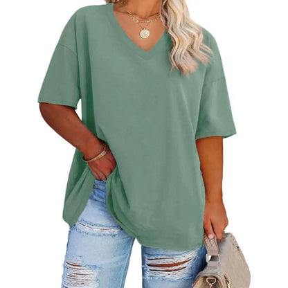Women's V Neck T Shirts Summer Half Sleeve Tee