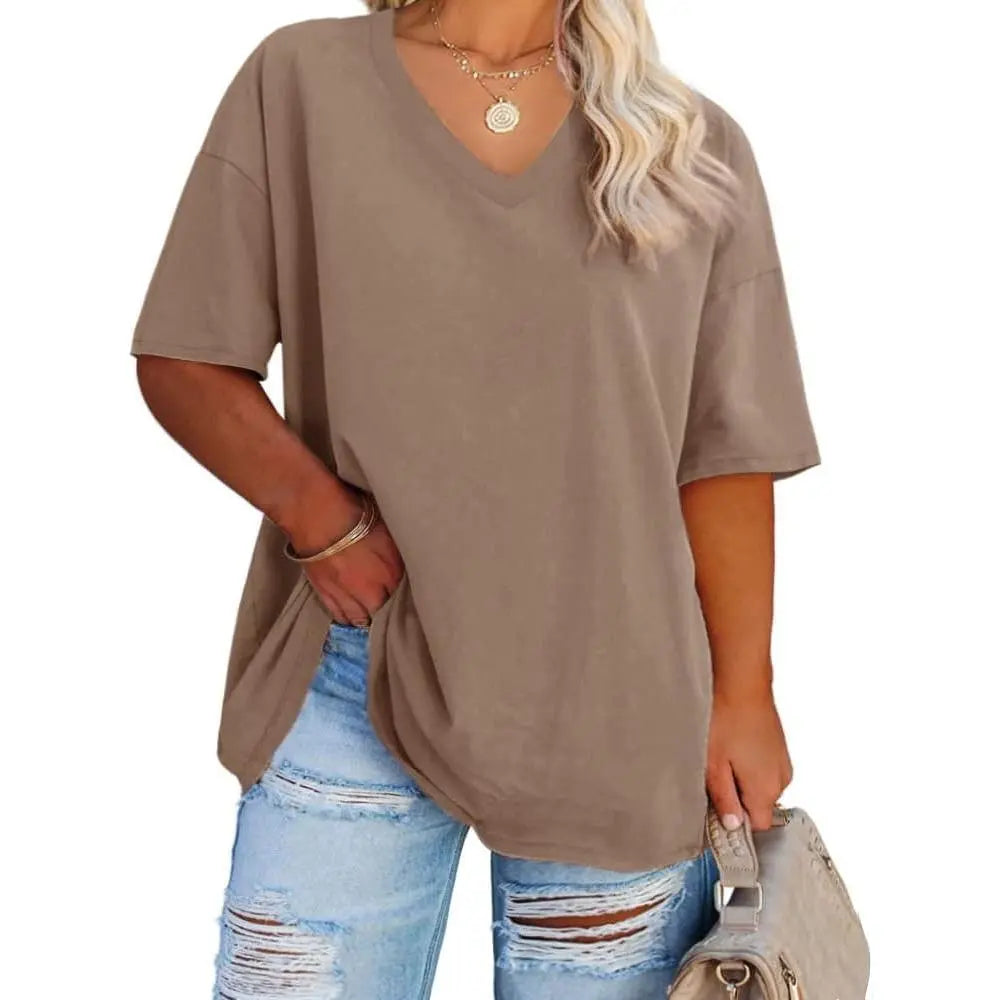 Women's V Neck T Shirts Summer Half Sleeve Tee
