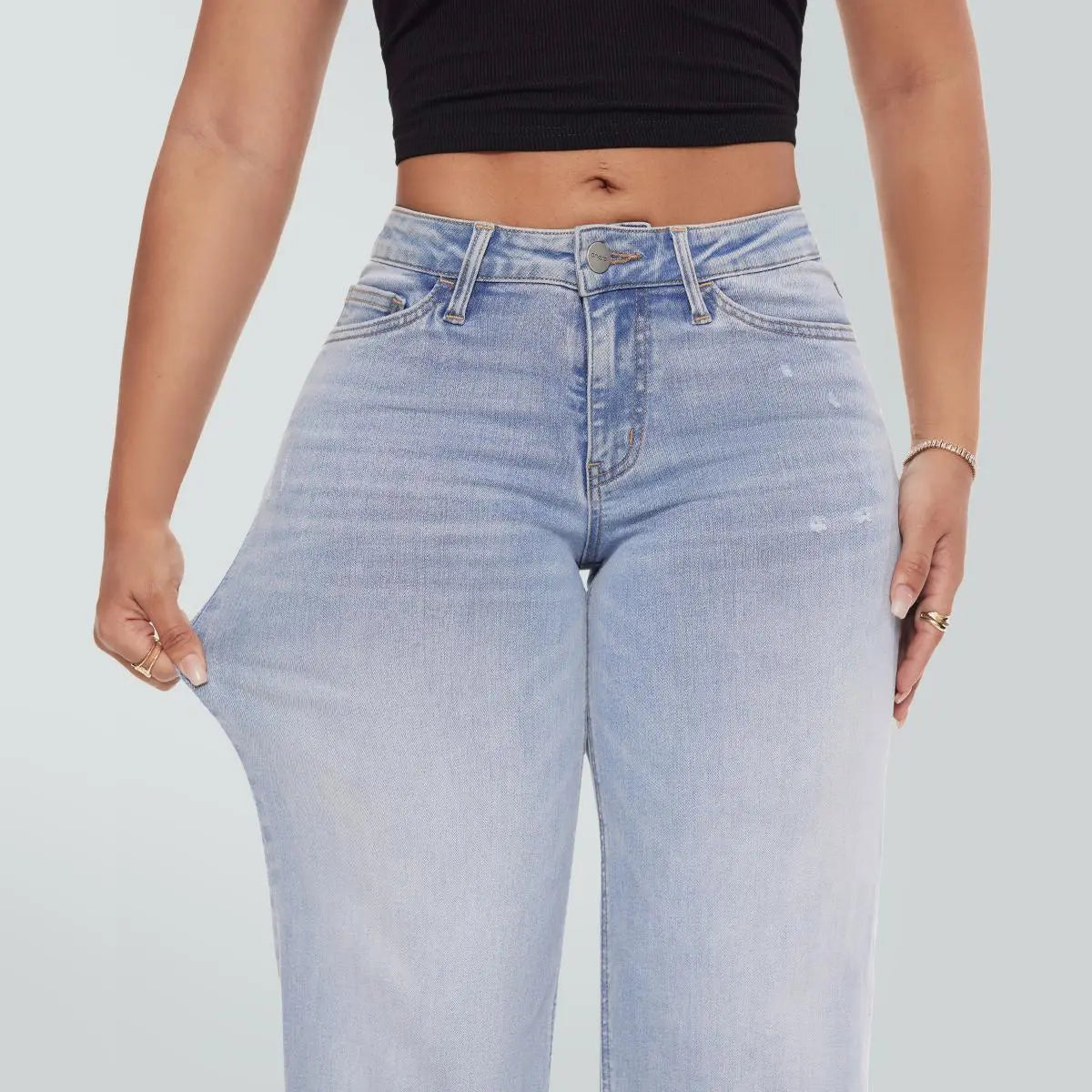 Rise Baggy Stretchy Wide Leg Jeans