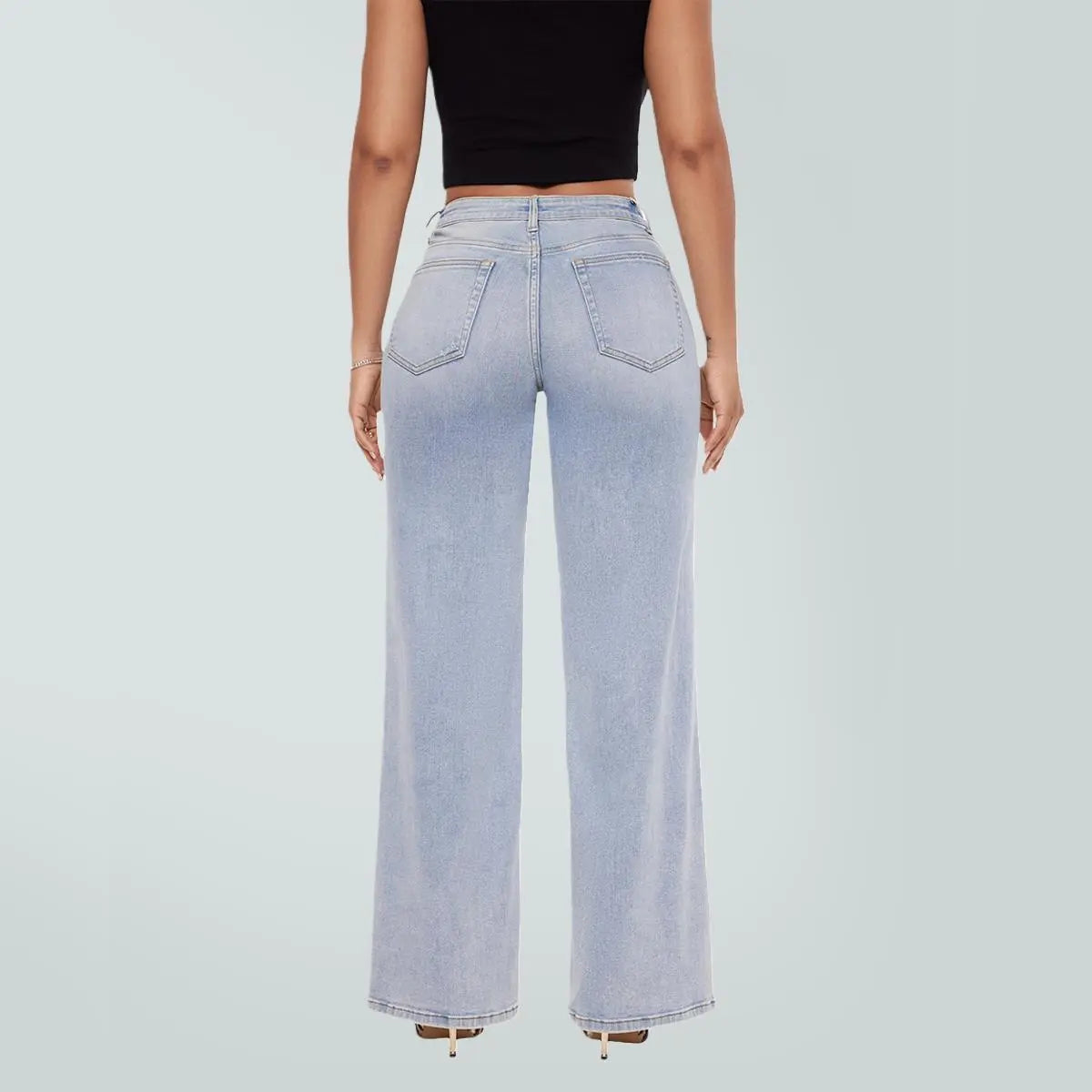 Rise Baggy Stretchy Wide Leg Jeans