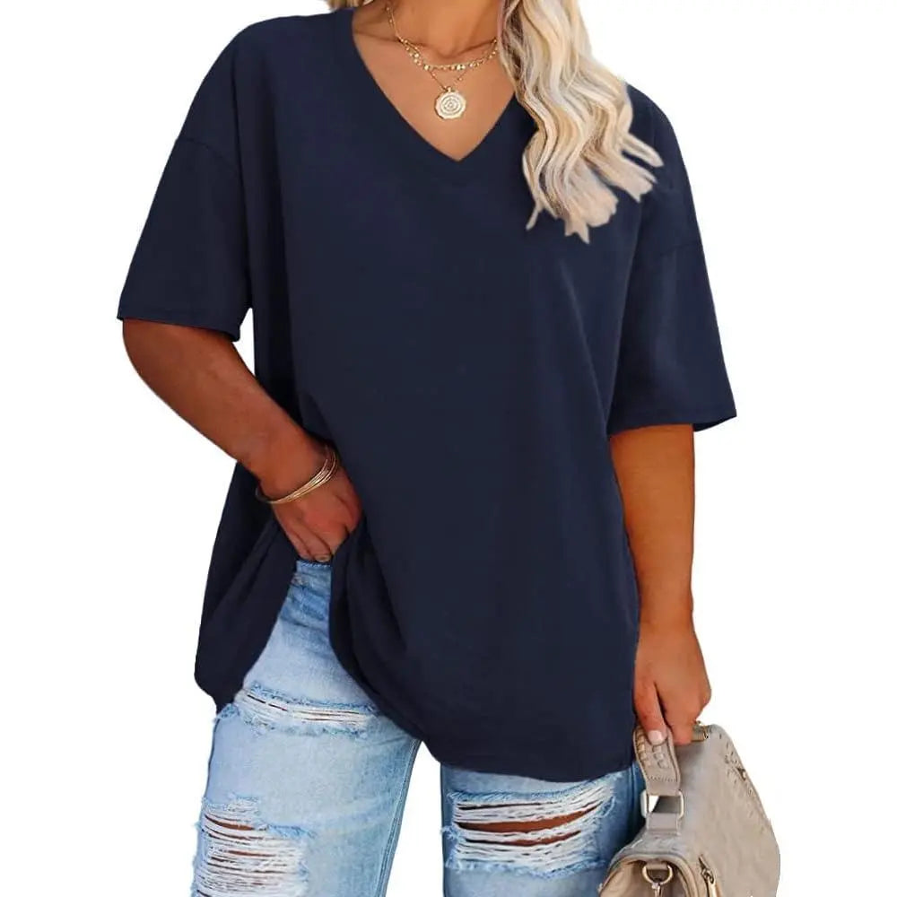 Women's V Neck T Shirts Summer Half Sleeve Tee