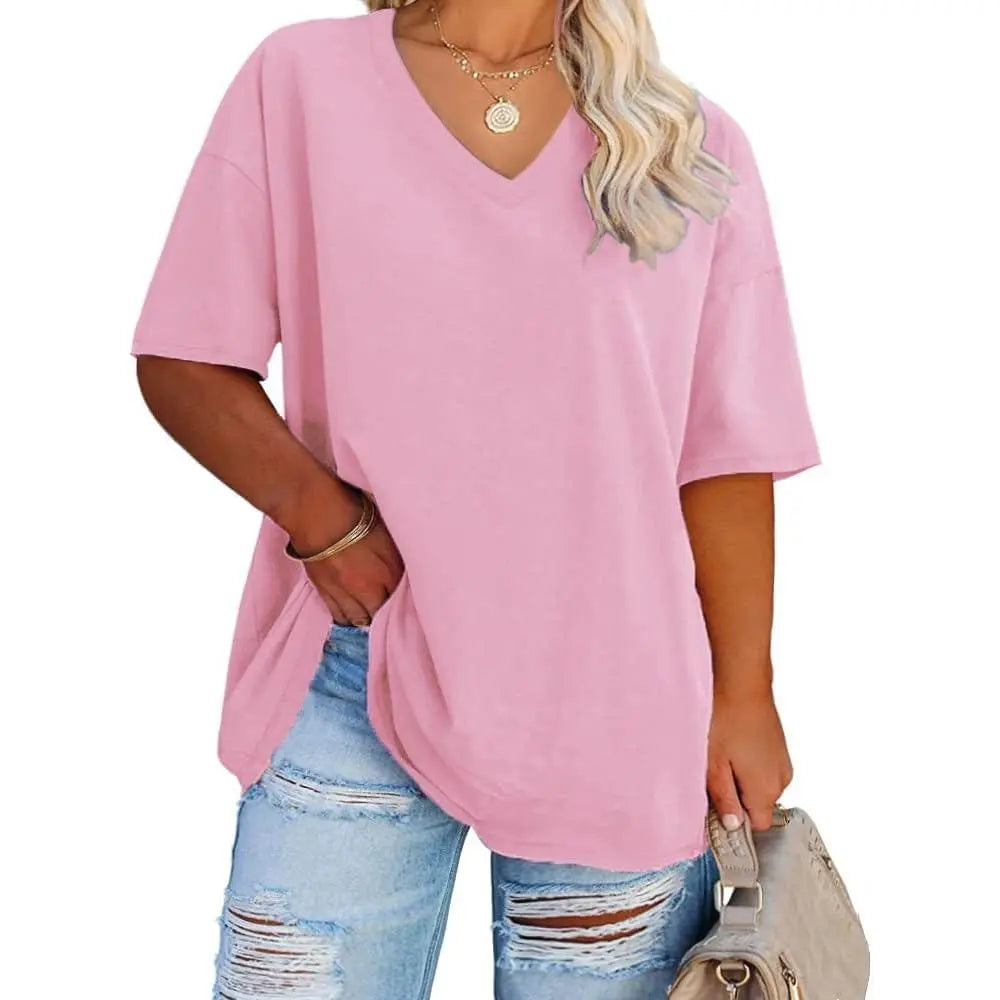 Women's V Neck T Shirts Summer Half Sleeve Tee