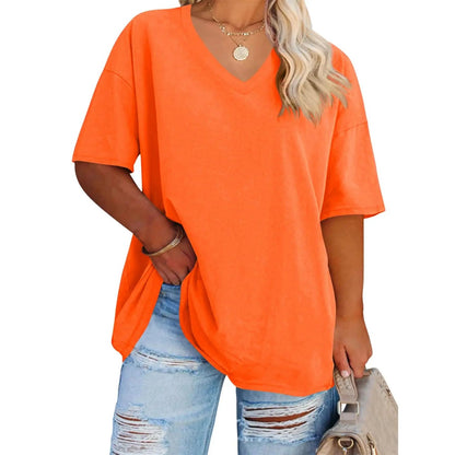 Women's V Neck T Shirts Summer Half Sleeve Tee