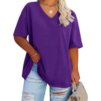 Women's V Neck T Shirts Summer Half Sleeve Tee