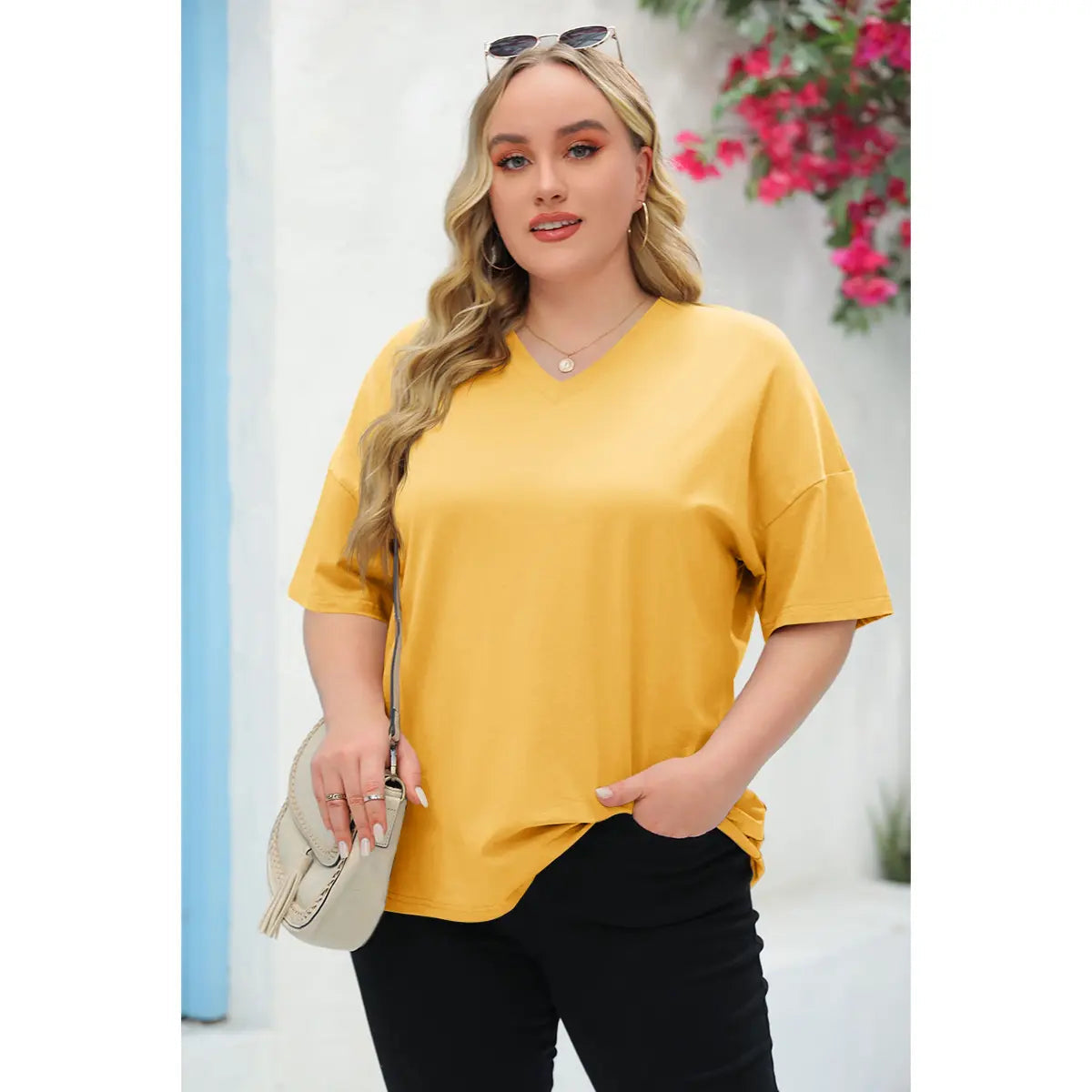 Women's V Neck T Shirts Summer Half Sleeve Tee