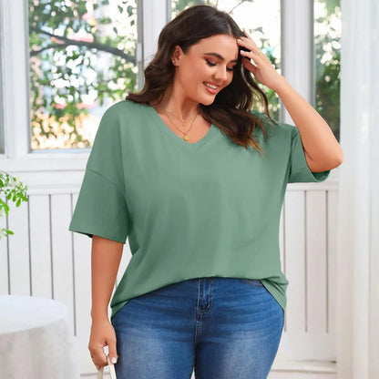 Women's V Neck T Shirts Summer Half Sleeve Tee