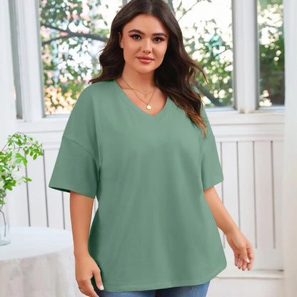 Women's V Neck T Shirts Summer Half Sleeve Tee