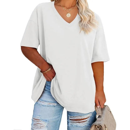 Women's V Neck T Shirts Summer Half Sleeve Tee